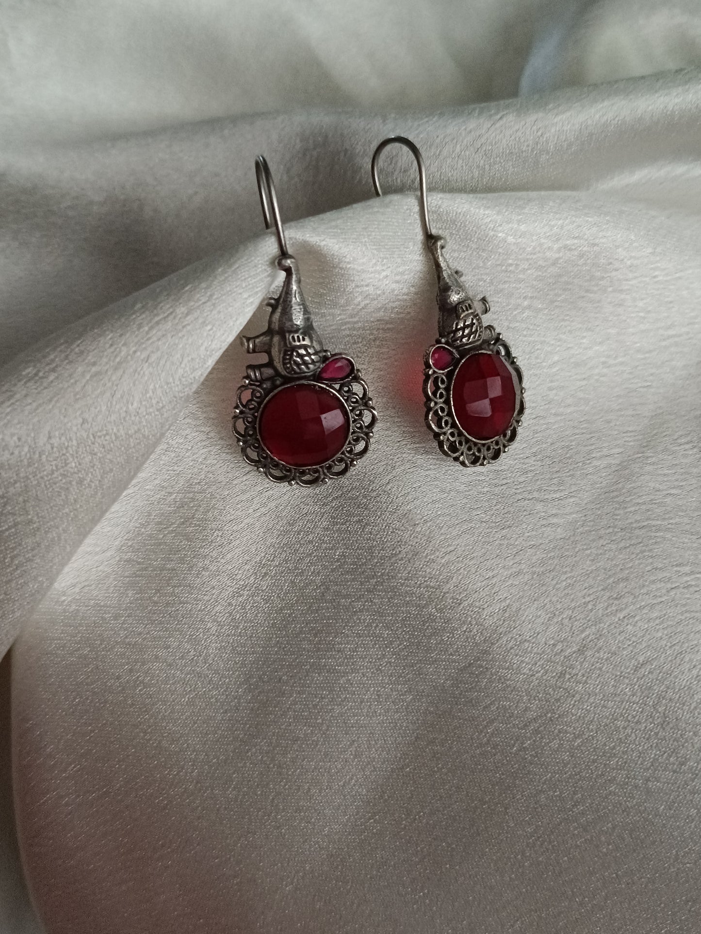 Oxidized Silverlook Alike Hook Earrings EAR3002