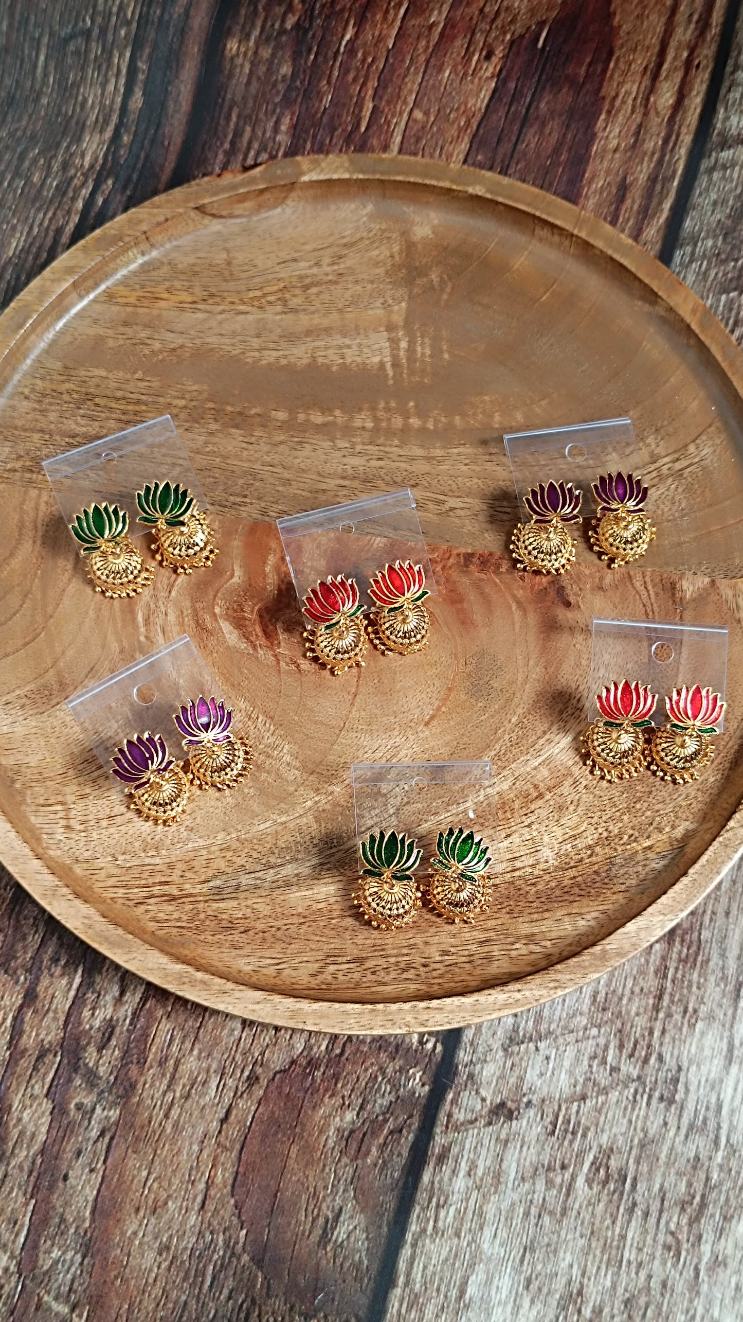 Enamel 2 in 1 Lotus Jhumka EAR1001