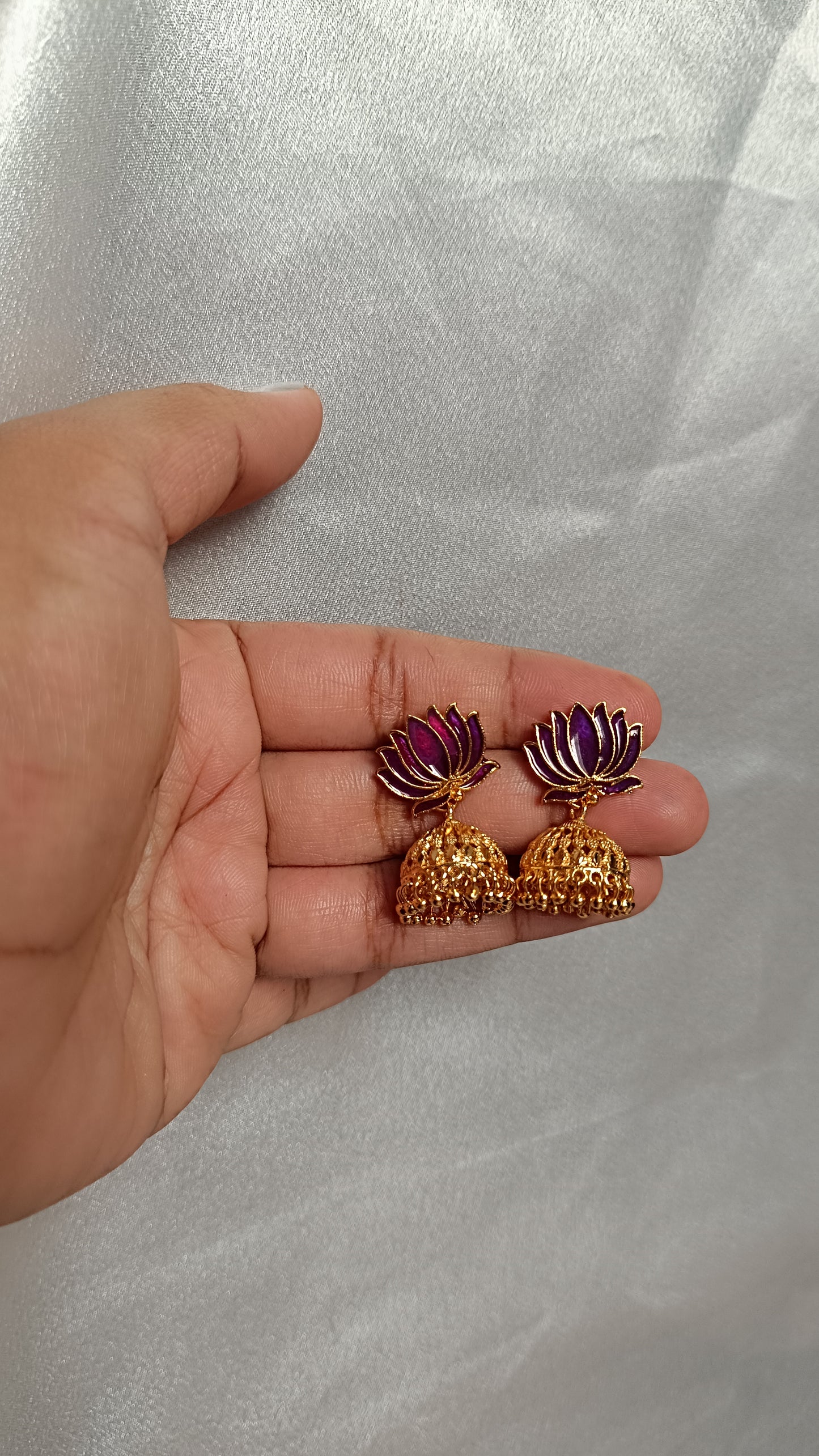 Enamel 2 in 1 Lotus Jhumka EAR1001