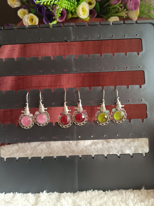 Oxidized Silverlook Alike Hook Earrings EAR3002