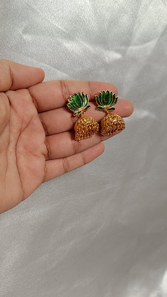 Enamel 2 in 1 Lotus Jhumka EAR1001